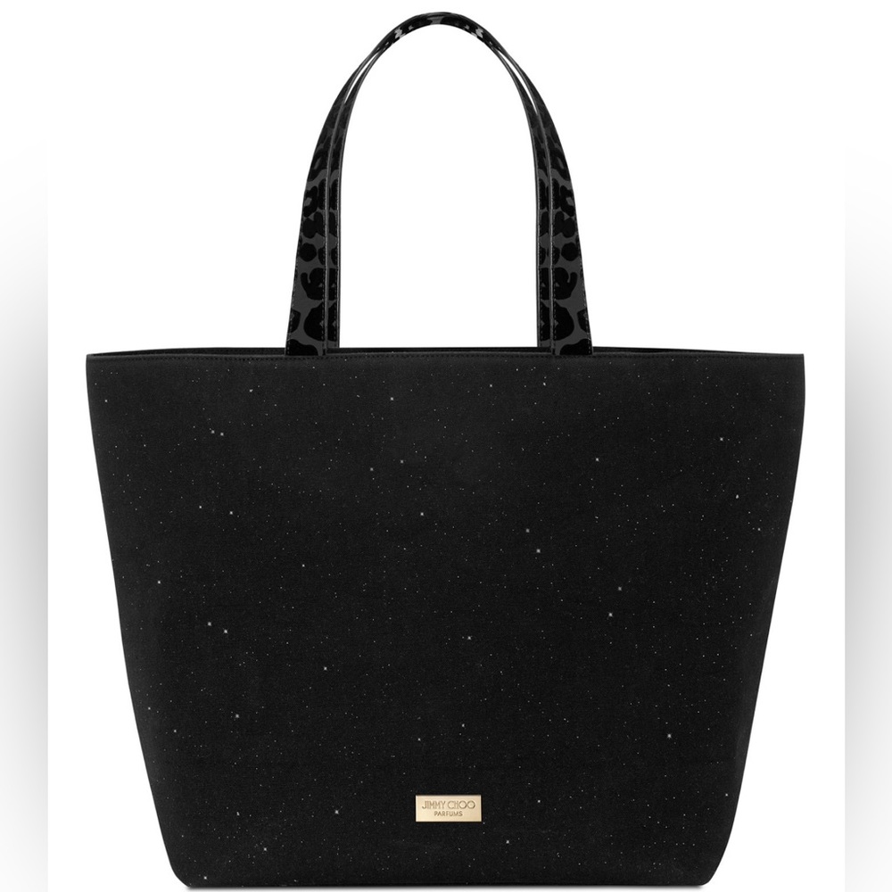 NEW Jimmy Choo Canvas Tote Bag - Black W/Glitter